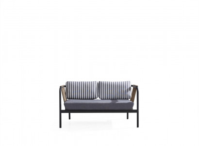 Sofa 2 Sitzer Luxus Sofas Modern Stoff Möbel Design Grau Bank Designer